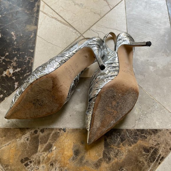 JIMMY CHOO Annabelle 85 Knotted Silver Leather Pumps - Picture 7 of 11